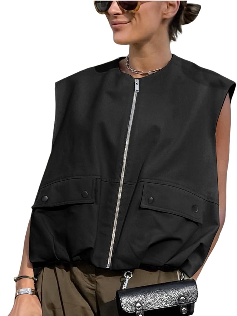 Women’s Oversized Zip Up Cargo Vest